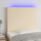 vidaXL Cabecero con luces LED tela crema 80x5x118/128 cm vidaXL Cabecero con luces LED tela crema 80x5x118/128 cm
