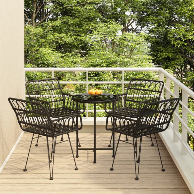 vidaXL Juego de comedor de jardín 5 piezas ratán sintético negro vidaXL Juego de comedor de jardín 5 piezas ratán sintético negro