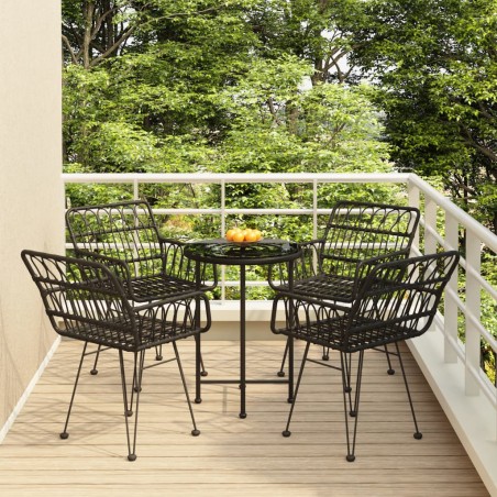 vidaXL Juego de comedor de jardín 5 piezas ratán sintético negro