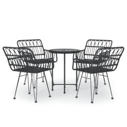 vidaXL Juego de comedor de jardín 5 piezas ratán sintético negro