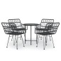 vidaXL Juego de comedor de jardín 5 piezas ratán sintético negro vidaXL Juego de comedor de jardín 5 piezas ratán sintético negro