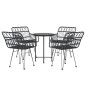 vidaXL Juego de comedor de jardín 5 piezas ratán sintético negro vidaXL Juego de comedor de jardín 5 piezas ratán sintético negro