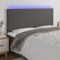 vidaXL Cabecero con luces LED cuero sintético gris 160x5x118/128 cm