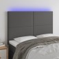 vidaXL Cabecero con luces LED cuero sintético gris 144x5x118/128 cm vidaXL Cabecero con luces LED cuero sintético gris 144x5x118/128 cm