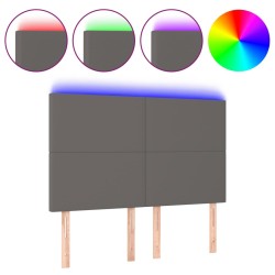 vidaXL Cabecero con luces LED cuero sintético gris 144x5x118/128 cm
