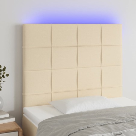 vidaXL Cabecero con luces LED tela crema 90x5x118/128 cm