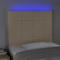 vidaXL Cabecero con luces LED tela crema 90x5x118/128 cm vidaXL Cabecero con luces LED tela crema 90x5x118/128 cm