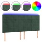 vidaXL Cabecero con luces LED terciopelo verde oscuro 180x5x118/128 cm vidaXL Cabecero con luces LED terciopelo verde oscuro 180x5x118/128 cm