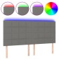 vidaXL Cabecero con luces LED tela gris oscuro 200x5x118/128 cm vidaXL Cabecero con luces LED tela gris oscuro 200x5x118/128 cm