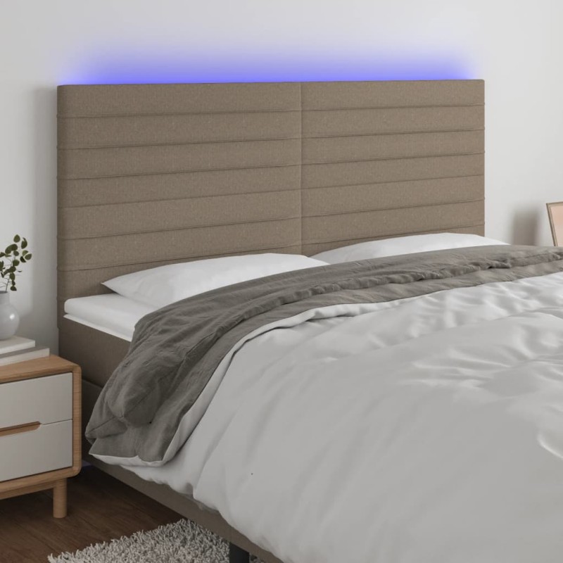 vidaXL Cabecero con luces LED tela gris taupe 180x5x118/128 cm vidaXL Cabecero con luces LED tela gris taupe 180x5x118/128 cm
