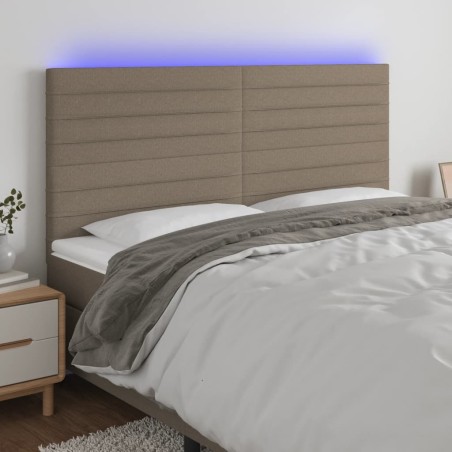 vidaXL Cabecero con luces LED tela gris taupe 180x5x118/128 cm