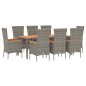 vidaXL Set comedor jardín 9 pzas y cojines ratán sintético gris vidaXL Set comedor jardín 9 pzas y cojines ratán sintético gris