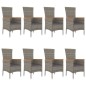 vidaXL Set comedor jardín 9 pzas y cojines ratán sintético gris vidaXL Set comedor jardín 9 pzas y cojines ratán sintético gris