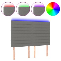 vidaXL Cabecero con luces LED tela gris oscuro 144x5x118/128 cm