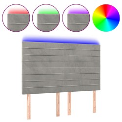 vidaXL Cabecero con luces LED terciopelo gris claro 144x5x118/128 cm