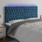 vidaXL Cabecero con luces LED terciopelo azul oscuro 180x7x118/128 cm vidaXL Cabecero con luces LED terciopelo azul oscuro 180x7x118/128 cm