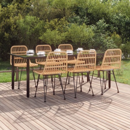 vidaXL Juego de comedor de jardín 7 piezas ratán sintético