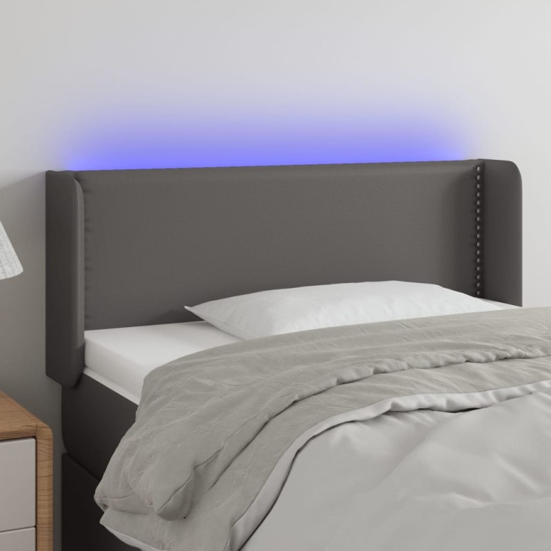 vidaXL Cabecero con LED cuero sintético gris 93x16x78/88 cm vidaXL Cabecero con LED cuero sintético gris 93x16x78/88 cm