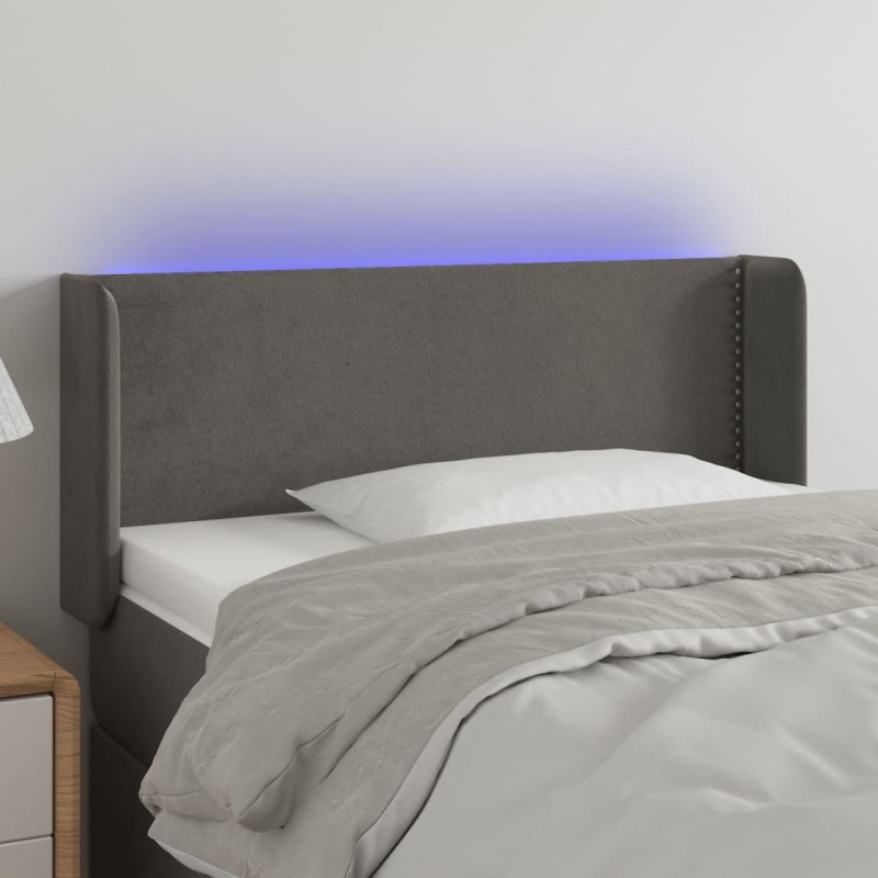 vidaXL Cabecero con LED de terciopelo gris oscuro 93x16x78/88 cm vidaXL Cabecero con LED de terciopelo gris oscuro 93x16x78/88 cm