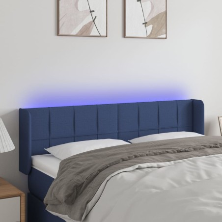 vidaXL Cabecero con LED de tela azul 147x16x78/88 cm