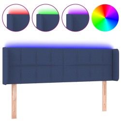 vidaXL Cabecero con LED de tela azul 147x16x78/88 cm