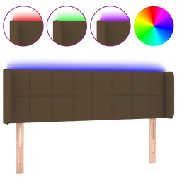 vidaXL Cabecero con LED de tela marrón oscuro 147x16x78/88 cm