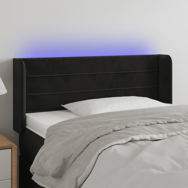 vidaXL Cabecero con LED de terciopelo negro 83x16x78/88 cm vidaXL Cabecero con LED de terciopelo negro 83x16x78/88 cm