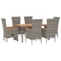 vidaXL Set comedor jardín 7 pzas y cojines ratán sintético gris vidaXL Set comedor jardín 7 pzas y cojines ratán sintético gris