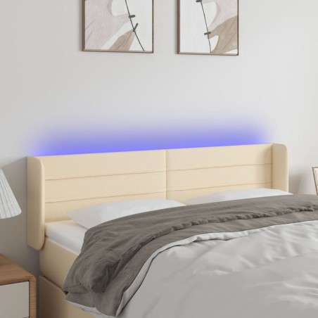 vidaXL Cabecero con LED de tela crema 147x16x78/88 cm
