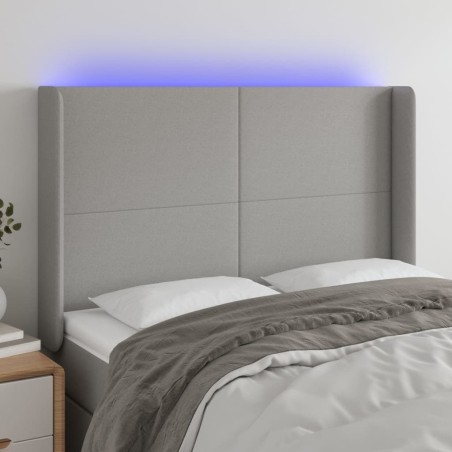 vidaXL Cabecero con LED de tela gris claro 147x16x118/128 cm 
