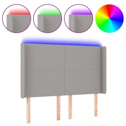vidaXL Cabecero con LED de tela gris claro 147x16x118/128 cm 