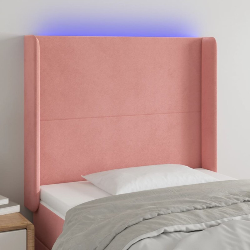 vidaXL Cabecero con LED de terciopelo rosa 83x16x118/128 cm vidaXL Cabecero con LED de terciopelo rosa 83x16x118/128 cm
