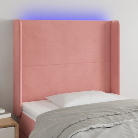 vidaXL Cabecero con LED de terciopelo rosa 83x16x118/128 cm