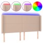 vidaXL Cabecero con LED cuero sintético capuchino 163x16x118/128cm vidaXL Cabecero con LED cuero sintético capuchino 163x16x118/128cm