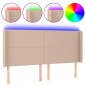 vidaXL Cabecero con LED cuero sintético capuchino 203x16x118/128cm vidaXL Cabecero con LED cuero sintético capuchino 203x16x118/128cm