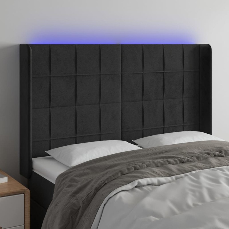 vidaXL Cabecero con LED de terciopelo negro 147x16x118/128 cm vidaXL Cabecero con LED de terciopelo negro 147x16x118/128 cm