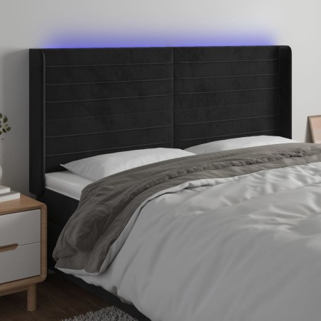 vidaXL Cabecero con LED de terciopelo negro 183x16x118/128 cm