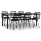 vidaXL Juego de comedor de jardín 7 piezas ratán sintético negro vidaXL Juego de comedor de jardín 7 piezas ratán sintético negro