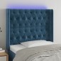 vidaXL Cabecero con LED de terciopelo azul oscuro 93x16x118/128 cm