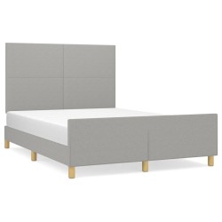 vidaXL Estructura de cama con cabecero de tela gris claro 140x190 cm