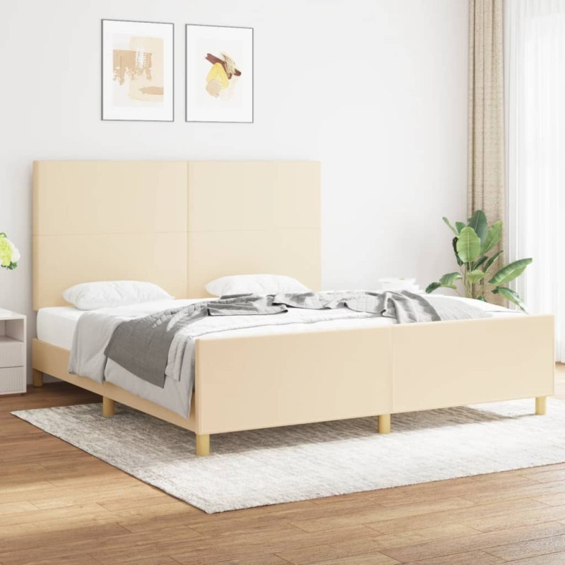 vidaXL Estructura de cama con cabecero de tela color crema 180x200 cm vidaXL Estructura de cama con cabecero de tela color crema 180x200 cm