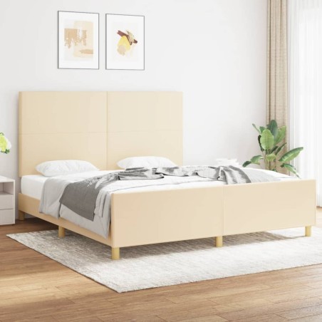 vidaXL Estructura de cama con cabecero de tela color crema 180x200 cm