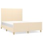 vidaXL Estructura de cama con cabecero de tela color crema 140x200 cm vidaXL Estructura de cama con cabecero de tela color crema 140x200 cm