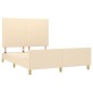 vidaXL Estructura de cama con cabecero de tela color crema 140x200 cm vidaXL Estructura de cama con cabecero de tela color crema 140x200 cm