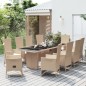 vidaXL Set comedor de jardín 11 pzas con cojines ratán sintético beige