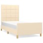 vidaXL Estructura de cama con cabecero de tela color crema 90x190 cm vidaXL Estructura de cama con cabecero de tela color crema 90x190 cm