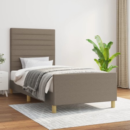 vidaXL Estructura de cama con cabecero de tela gris taupe 90x200 cm