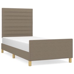 vidaXL Estructura de cama con cabecero de tela gris taupe 90x200 cm