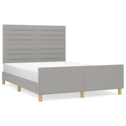 vidaXL Estructura de cama con cabecero de tela gris claro 140x200 cm