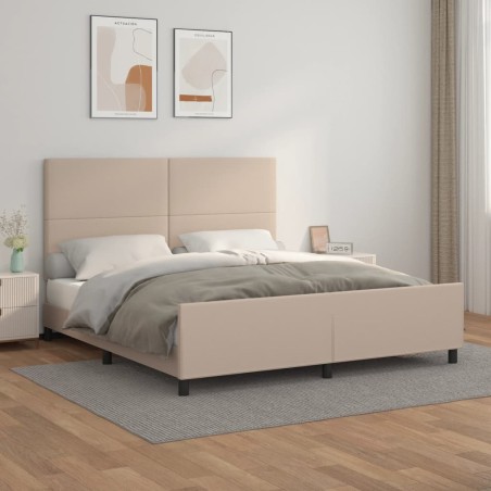vidaXL Estructura de cama cabecero cuero sintético capuchino 160x200cm